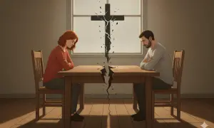 Rozdarty krzyż symbolizuje trudności w relacji. Czy osoba rozwiedziona w nowym związku może uczestniczyć w życiu parafii?