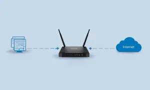 Router Mikrotik łączy urządzenia z Internetem, zapewniając płynny przepływ danych.