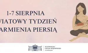 1-7 sierpnia - światowy tydzień karmienia piersią. Ilustracja matki karmiącej dziecko.