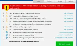 OneSafe PC Cleaner: limpiador de pc gratis en español para Windows 10. Muestra 6088 elementos y 1003 MB de espacio a liberar.
