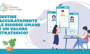 Gestire accuratamente le risorse umane è un valore strategico. Illustrazione di un team che lavora su profili digitali.