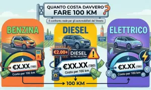 Confronto costo km auto elettrica vs diesel: benzina, diesel e elettrico a confronto per 100 km.