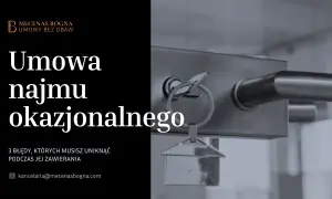 Klucz do drzwi z breloczkiem w kształcie domu, symbolizujący umowę najmu okazjonalnego. Unikaj błędów przy jej zawieraniu.