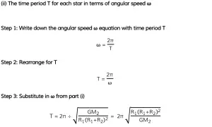 Schritt-für-Schritt-Herleitung der Umlaufdauer Formel T = 2π / ω, mit Einsetzung von ω.