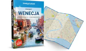 Książka "Wenecja Pocket" Lonely Planet i rozkładana mapa Wenecji.