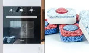 Nowy piekarnik i stos tabletek do zmywarki. Dowiedz się, jak wyczyścić piekarnik tabletką do zmywarki, by lśnił czystością.