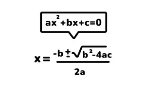 Wzór na pierwiastki równania kwadratowego ax²+bx+c=0, czyli x₁, x₂.