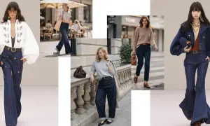 Kolekcja ciemne jeansy stylizacje: od szerokich nogawek po dopasowane kroje, każda kobieta znajdzie coś dla siebie.