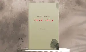 Okładka książki "Imię róży" Umberto Eco, z motywem odcisku palca.