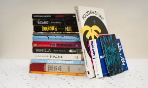 Wioletta Sawicka wszystkie książki. Stos książek, w tym "Po co nam sztuka?", "Azard", "Twardoch", "Drugie życie czarnego kota", "Złodziejka", "Wodyseja", "Pijaczek", "Sezon spadających gwiazd", "Brzask", "Dum-Dum".