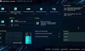 Ekran **UEFI** BIOS-u ASUS z opcjami bootowania, monitorowania sprzętu i ustawieniami.