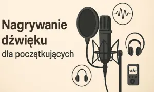 Mikrofon studyjny, słuchawki i rejestrator dźwięku. Idealne do nagrywania dźwięku z telefonu dla początkujących.