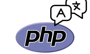 Logo PHP sur fond noir. Le texte "php" est écrit en blanc avec un contour noir sur un ovale bleu-violet. Utile pour connaître la longueur d'une chaîne PHP.