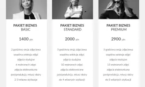 Ile kosztuje sesja zdjęciowa? Pakiety Basic (1400 zł), Standard (2000 zł) i Premium (2900 zł) oferują różne opcje sesji biznesowych.