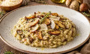 Cremiges Pilzrisotto, ein Klassiker der italienischen Küche. Perfekt für authentische Risotto Rezepte italienisch.