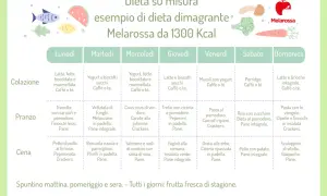 Dieta dimagrante Melarossa: esempio di dieta semplice per perdere 3 kg. Menu settimanale da 1300 Kcal con colazione, pranzo e cena.
