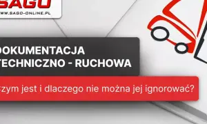 DTR - Dokumentacja Techniczno-Ruchowa. Czym jest i dlaczego nie można jej ignorować? Logo SAGO i czerwony schemat samochodu.