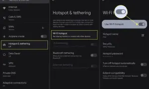 Jak udostępnić internet z telefonu? Ekran telefonu pokazuje opcje "Hotspot & tethering", gdzie można włączyć "Wi-Fi hotspot".