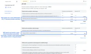 JPK V7M: wewnątrzwspólnotowe nabycie towarów (975 zł) widoczne w podatku należnym i naliczonym.