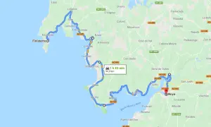 Ruta por la costa de **Asturias o Galicia**, desde Finisterre hasta Noya, con parada en Muros.