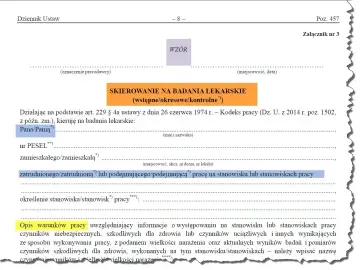 Skierowanie na badania lekarskie (wstępne/okresowe/kontrolne) dla pracownika.