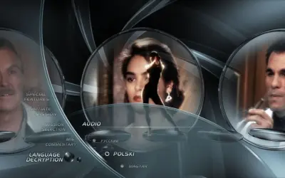 Menu filmu "Licencja na zabijanie" z obsadą: Timothy Dalton, Maryam d'Abo i Robert Davi. Opcje audio i języka.