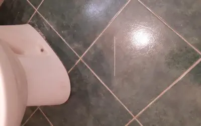 Un carrelage rayé près des toilettes. Comment nettoyer cette rayure sur le carrelage ?