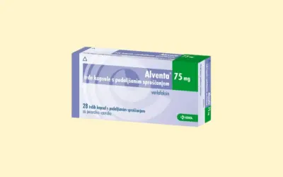 Opakowanie leku Alventa 75 mg, zawierające 28 kapsułek o przedłużonym uwalnianiu.