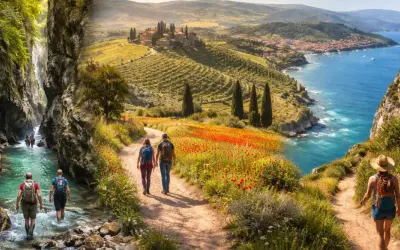 Un'avventura di trekking sul mare toscana, tra canyon, campi di papaveri e borghi collinari.