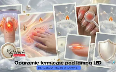 Oparzenie termiczne pod lampą LED? Wyjaśniamy, dlaczego żel piecze w lampie, pokazując reakcje chemiczne i odczucia ciepła.