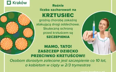 Rośnie liczba zachorowań na krztusiec, groźną chorobę układu oddechowego. Skuteczne są szczepienia. Zaszczep dziecko przeciwko krztuścowi!