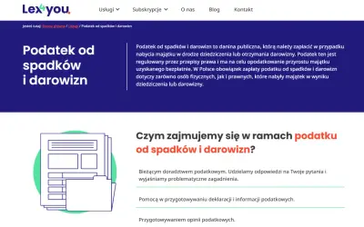 Strona Lex4you wyjaśnia zasady podatku od spadków i darowizn, oferując doradztwo i pomoc w formalnościach.