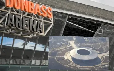 Widok na Donbas Arena z bliska i z lotu ptaka.