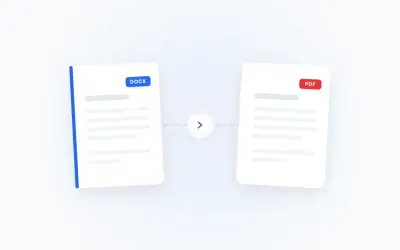 Konwersja pliku DOCX do PDF. Dokument tekstowy DOCX przekształca się w PDF.