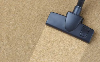 Cabezal de aspiradora limpiando una alfombra beige. El proceso de como limpiar una alfombra es sencillo con esta herramienta.