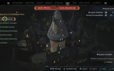 Mapa Hogwartu z gry Hogwarts Legacy. Widok na Wielkie Schody, gdzie odkrywasz tajemnice zamku.
