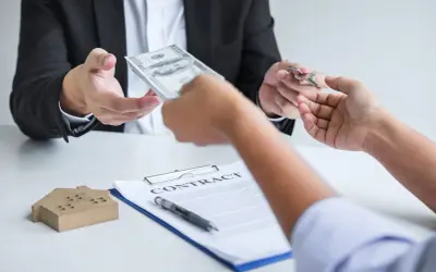 Podpisanie umowy przedwstępnej sprzedaży mieszkania. Przekazanie pieniędzy i kluczy.