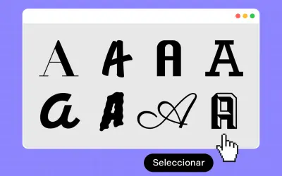 Variedad de tipografías imprenta, desde clásicas hasta modernas, en un menú de selección.