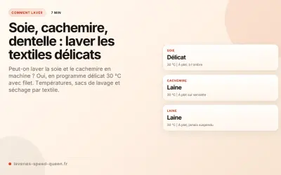 Guide pour laver soie, cachemire, dentelle. Attention au symbole essorage interdit pour ces textiles délicats.