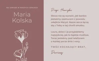 Na pogrzebie Marysi, Dariusz pisze do Henryka: "Słowa nie są wyrazić, jak bardzo jesteśmy zasmuceni z powodu odejścia Marysi.