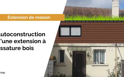 Extension de maison avec agrandissement à ossature bois, toiture végétalisée.