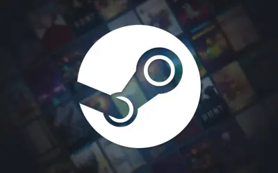 Logo Steam na tle okładek gier, zapowiedź Steam Next Fest.
