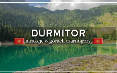 Jezioro w Durmitor National Park, Czarnogóra. Woda odbija gęsty las i skaliste zbocza.