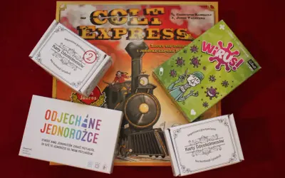 Gry na imprezę: Colt Express, Wirus!, Odjechane Jednorożce i Karty Dżentelmenów. Idealne na spotkanie ze znajomymi.