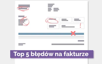 Błędy na fakturze, w tym nieprawidłowy kod PKWiU, zaznaczone na czerwono.
