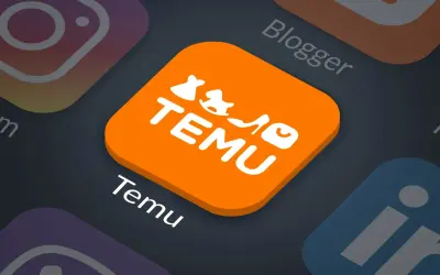 Logo aplikacji Temu na tle innych ikon mediów społecznościowych. Czy temu jest bezpieczne?