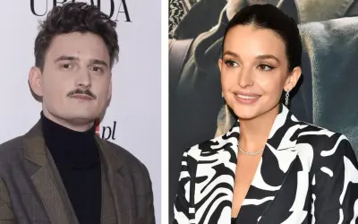 Dawid Podsiadło z charakterystycznym wąsem i Magdalena Laskowska w stylowej marynarce.