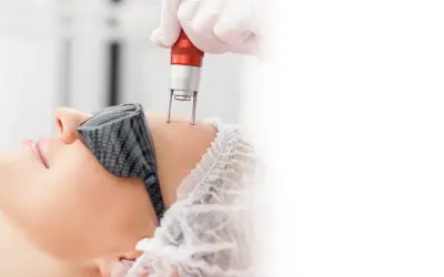 Zabieg laserowy na twarz w klinice dermatologii estetycznej.