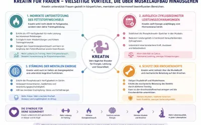 Kreatin ist gesund und unterstützt Frauen ganzheitlich: mehr Leistung, mentale Energie, Zyklusstabilität und Knochenschutz.