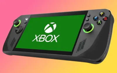 Nowy, czarny xbox handheld z zielonym ekranem i logo Xbox.